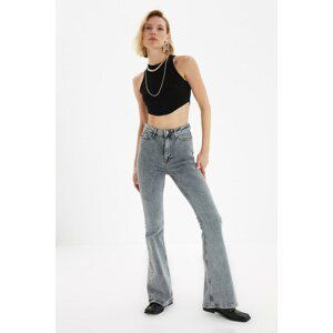 Trendyol Gray High Waist Flare Jeans