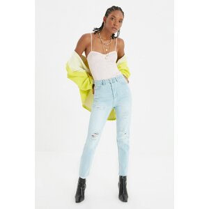 Trendyol Blue Ripped High Waist Mom Jeans