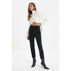 Trendyol Black Splash High Waist Mom Jeans