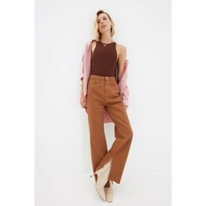 Trendyol Camel Slit High Waist 90's Wide Leg Jeans