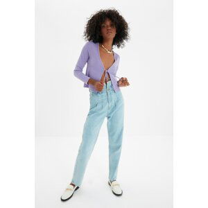 Trendyol Light Blue Waist Detailed High Waist Mom Jeans