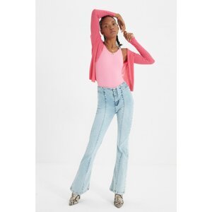 Trendyol Blue Stitch Detail High Waist Flare Jeans