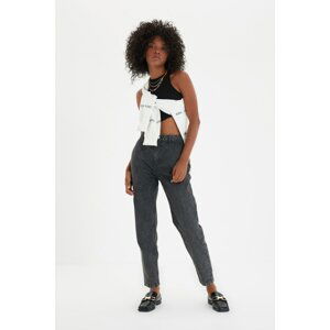 Trendyol Anthracite Pocket Detailed High Waist Mom Jeans