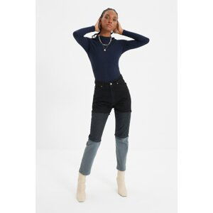 Trendyol Black Color Block High Waist Mom Jeans