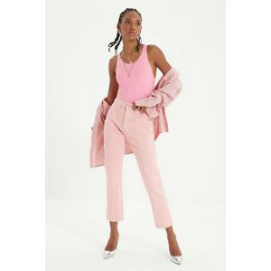 Trendyol Pink Pocket Detailed High Waist Straight Jeans