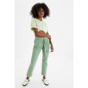 Trendyol High Waist Straight Jeans with Mint Stitch Detail Belt