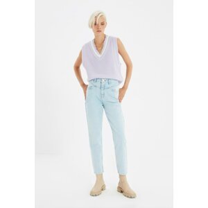 Trendyol Light Blue Stitching Detailed High Waist Mom Jeans