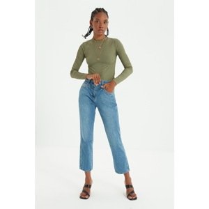 Trendyol Blue Stitch Detail High Waist Mom Jeans