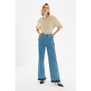 Trendyol Blue Pocket Detailed High Waist Wide Leg Jeans