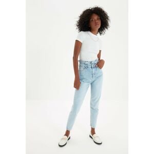 Trendyol Blue Waist Detailed High Waist Mom Jeans