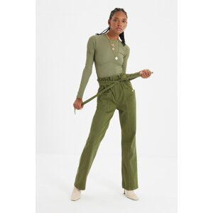 Trendyol Khaki Belted High Waist 90's Wide Leg Jeans