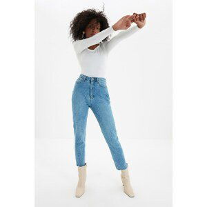 Trendyol Blue Stone Detailed High Waist Mom Jeans