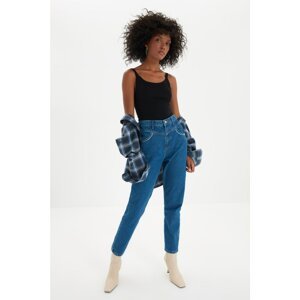 Trendyol Blue Stone Detailed High Waist Mom Jeans