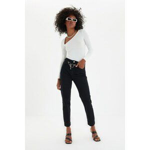 Trendyol Black Belt Detailed High Waist Mom Jeans