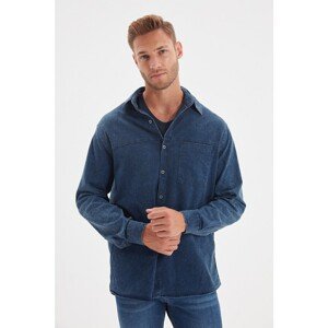 Trendyol Navy Blue Men's Regular Fit Single Pocket Denim Shirt