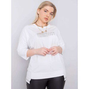 White cotton blouse plus sizes with patch