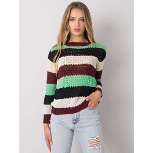 Burgundy-green striped sweater