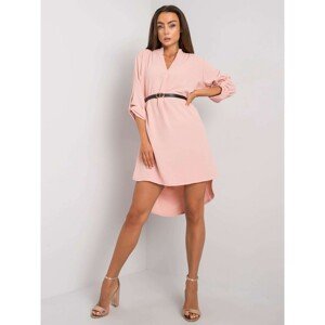 Women's light pink dress with a belt