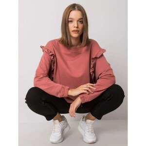 Dusty pink cotton sweatshirt without a hood