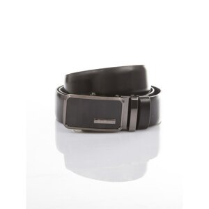 Men's leather belt with automatic buckle black