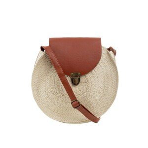 Round, knitted beige handbag
