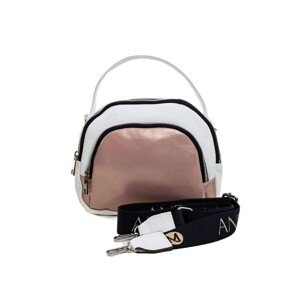 Ladies' white and pink handbag with a handle