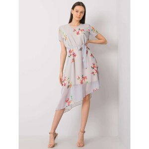 Lady's gray floral dress