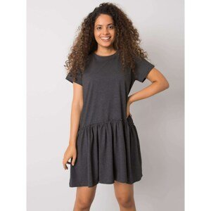 Graphite cotton dress with a frill