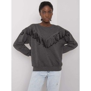 Ladies' dark gray melange sweatshirt with fringes