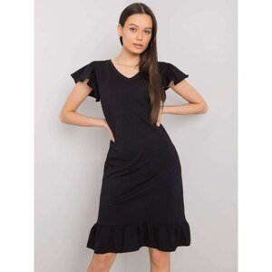 Women's black dress with a frill
