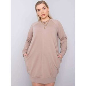 Dark beige dress plus sizes with long sleeves