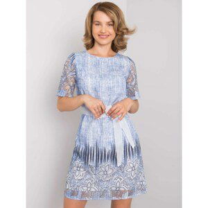 Blue dress with decorative sleeves