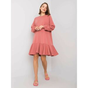 Dusty pink sweatshirt dress with a frill