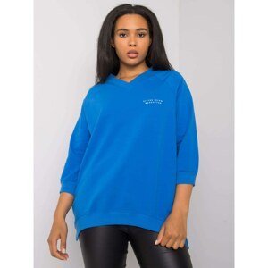 Dark blue plus size V-neck sweatshirt