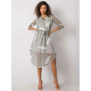 Grey dress with floral motif