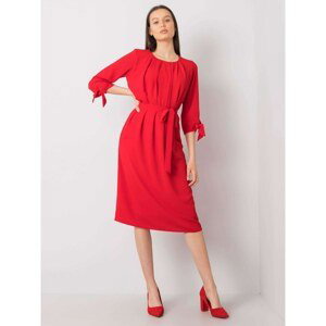 Red elegant dress with belt