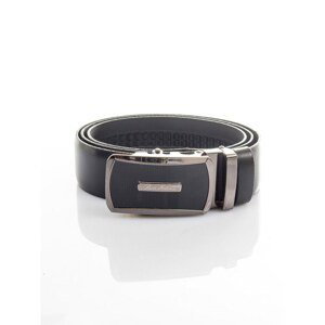 Men's leather belt with a black automatic buckle