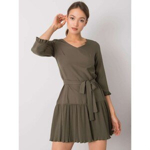 Khaki pleated dress