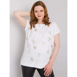 White cotton blouse plus sizes with patches