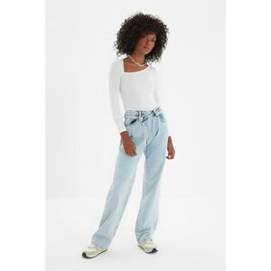 Trendyol Blue Asymmetric Closure High Waist 90's Wide Leg Jeans