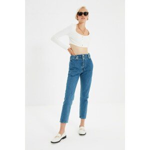 Trendyol Blue Waist Detailed High Waist Mom Jeans