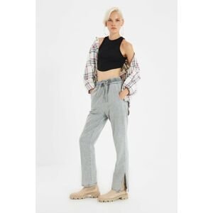 Trendyol Gray Slit High Waist Bootcut Jeans