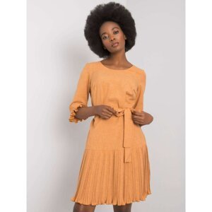 Light brown dress with pleated inserts