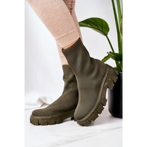 Elastic Fabric Boots On The Platform Green Inspiration