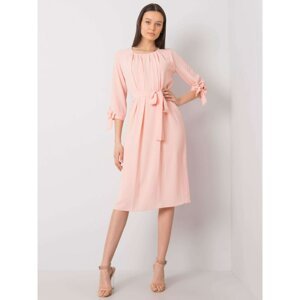 Light pink elegant dress with a belt