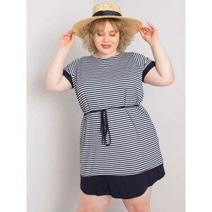 Lady's brown-and-white striped dress