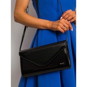 Black lacquered long clutch bag