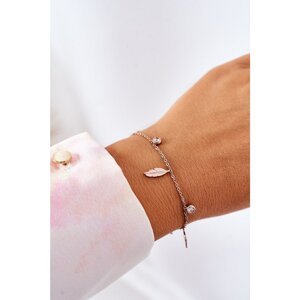 Bracelet With Feathers And Cubic Zirconia Rose Gold