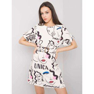 Ecru dress with a color print