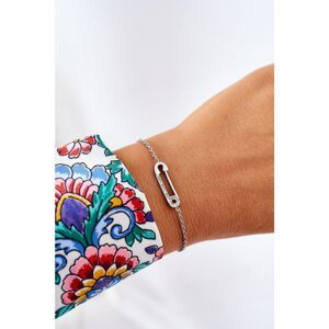 Wrist with safety pin with zircons silver